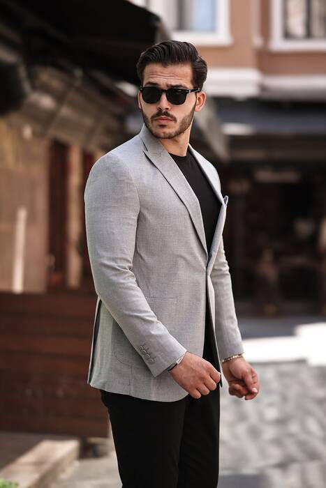 DAR KESİM ERKEK TEK CEKET GRİ