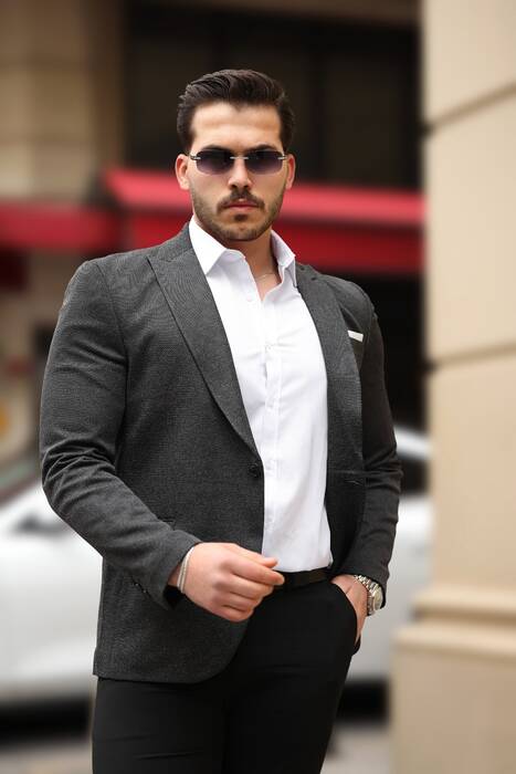 DAR KESİM ERKEK TEK CEKET FÜME