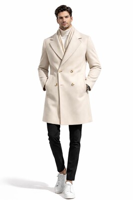 Twenhil - Oversize Kaşe Kaban Krem