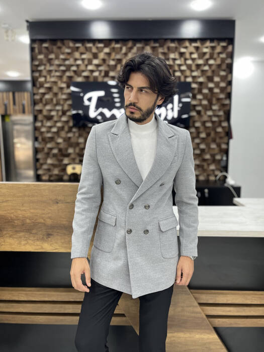 DAR KESİM KAŞE KABAN GRİ DAR KESİM KAŞE KABAN GRİ