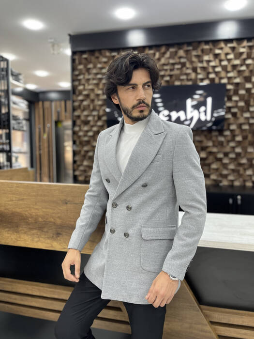 DAR KESİM KAŞE KABAN GRİ DAR KESİM KAŞE KABAN GRİ