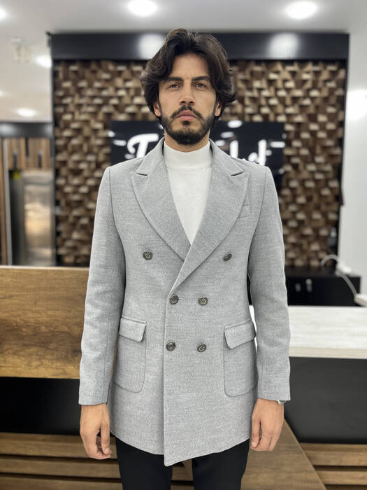 DAR KESİM KAŞE KABAN GRİ DAR KESİM KAŞE KABAN GRİ