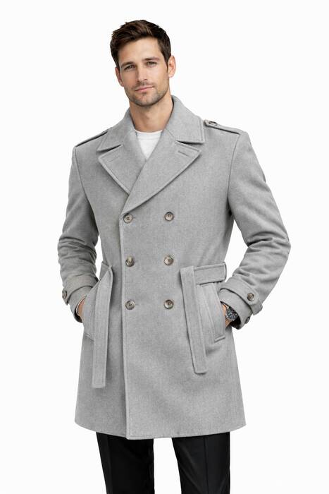 Oversize Kaşe Kaban Gri