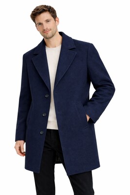 Twenhil - Oversize Kaşe Kaban Lacivert