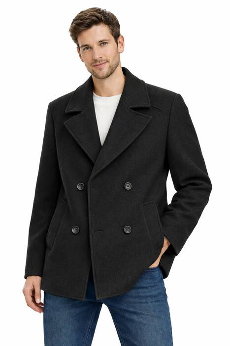 Oversize Kaşe Kaban Siyah