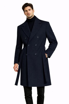 Twenhil - Oversize Kaşe Kaban Lacivert