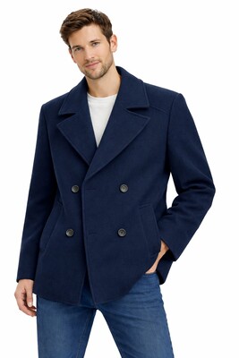 Twenhil - Oversize Kaşe Kaban LACİVERT