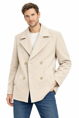 Twenhil - Oversize Kaşe Kaban KREM