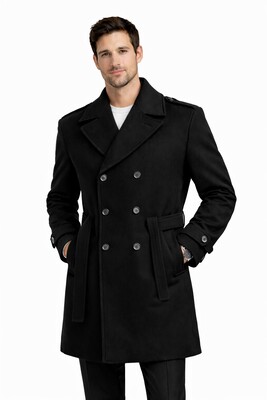 Twenhil - Oversize Kaşe Kaban Siyah