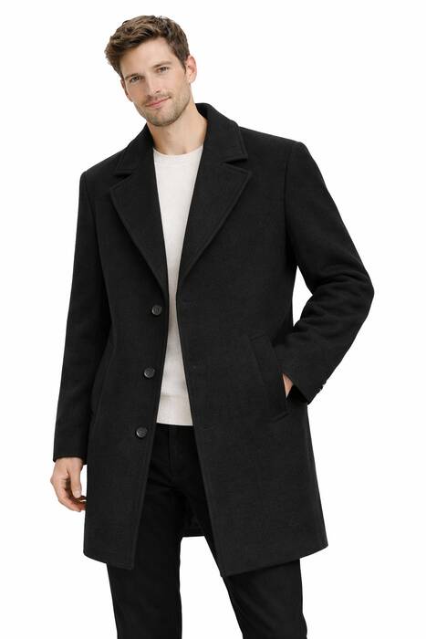 Oversize Kaşe Kaban Siyah