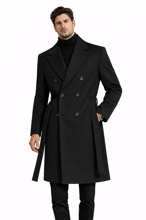 Oversize Kaşe Kaban Siyah