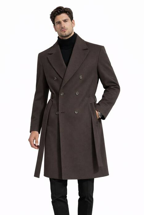 Oversize Kaşe Kaban Kahverengi