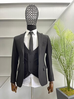 Twenhil - DAR KESİM YELEKLİ CEKET SİYAH