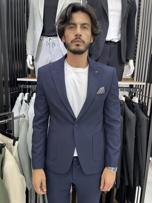 JOGGER TAKIM ELBİSE İPLİ PANTOLON LACİVERT - Thumbnail