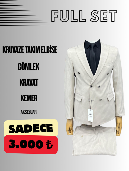 FULL SET KRUVAZE TAKIM ELBİSE KREM