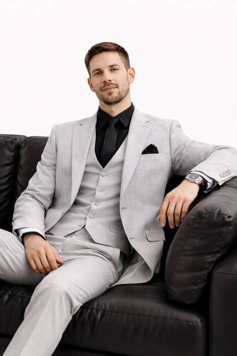 DAR KESİM YELEKLİ TAKIM ELBİSE GRİ