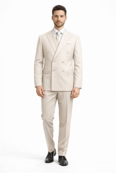 DAR KESİM KRUVAZE TAKIM ELBİSE KREM