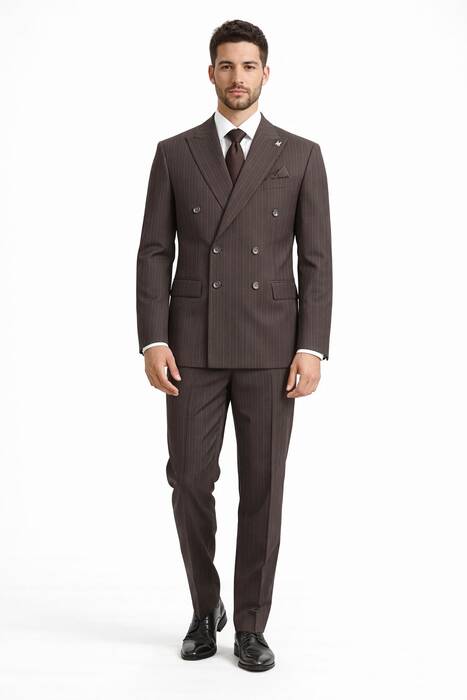 DAR KESİM KRUVAZE TAKIM ELBİSE KAHVERENGİ