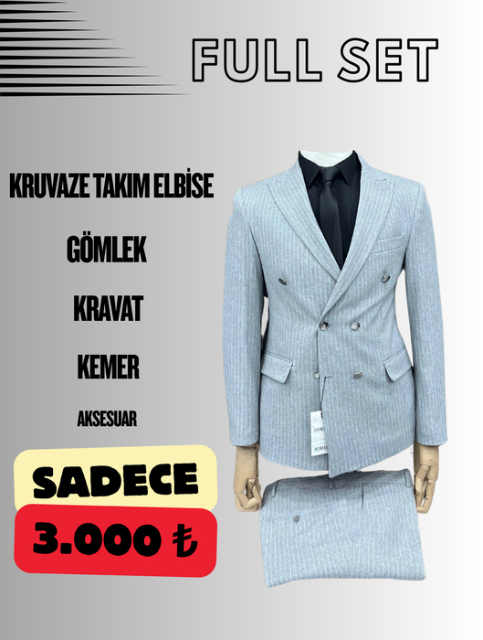 FULL SET KRUVAZE TAKIM ELBİSE GRİ