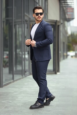 Twenhil - DAR KESİM TAKIM ELBİSE İPLİ PANTOLON LACİVERT Twenhil - DAR KESİM TAKIM ELBİSE İPLİ PANTOLON LACİVERT