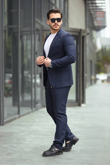 DAR KESİM TAKIM ELBİSE İPLİ PANTOLON LACİVERT