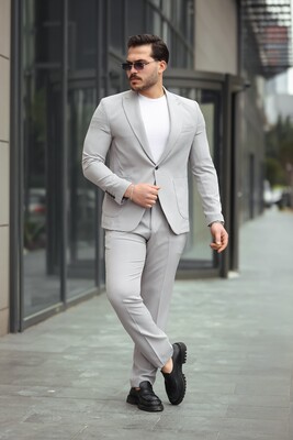 Twenhil - DAR KESİM TAKIM ELBİSE GRİ Twenhil - DAR KESİM TAKIM ELBİSE GRİ