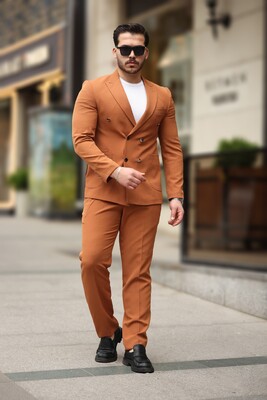 Twenhil - DAR KESİM KRUVAZE TAKIM ELBİSE KİREMİT Twenhil - DAR KESİM KRUVAZE TAKIM ELBİSE KİREMİT