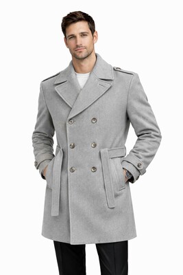 Oversize Kaşe Kaban Gri