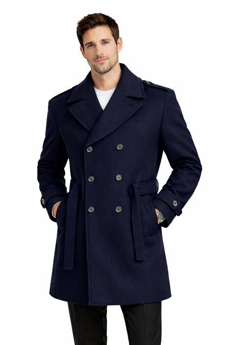 Oversize Kaşe Kaban Lacivert - 1
