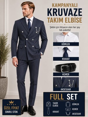 Twenhil - KRUVAZE FULL SET TAKIM ELBİSE LACİVERT DAR KESİM