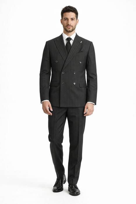 KRUVAZE ÇİZGİLİ TAKIM ELBİSE