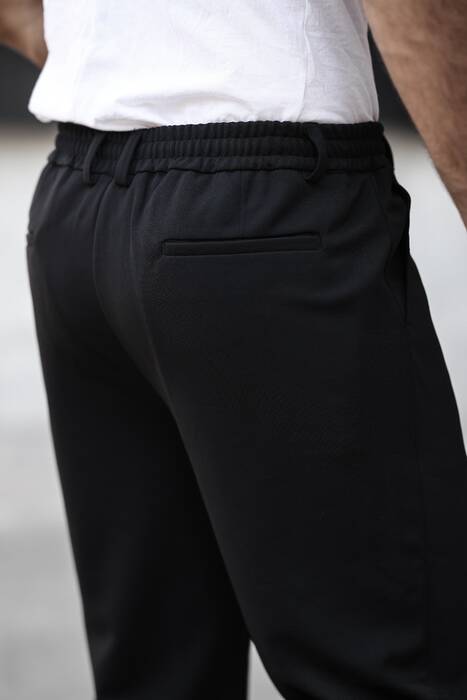 Regular Beli Bağcıklı Pantolon Siyah