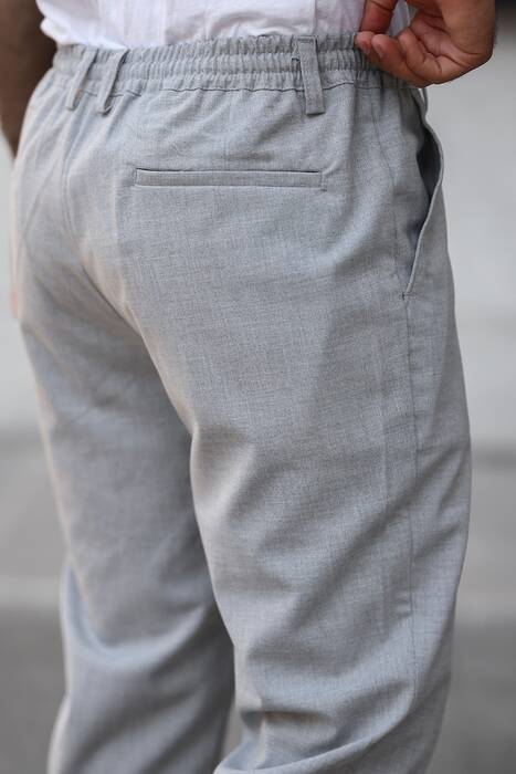Regular Beli Bağcıklı Pantolon AÇIK GRİ